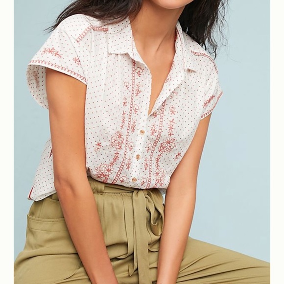 Maeve embroidered Riley cotton top Size S - Picture 2 of 7